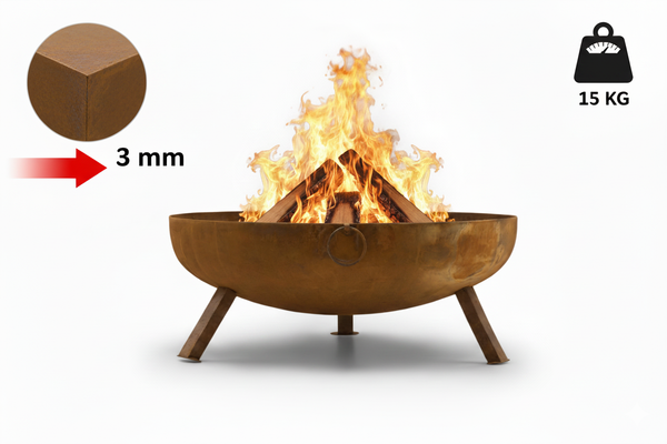 BOMBE Feuerschale & Feuerbecken Cortenstahl – Ø64,5 cm | 15 kg | 3 mm Stahlstärke