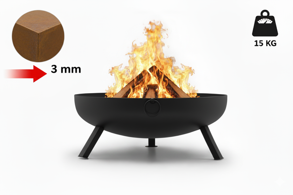BOMBE Feuerschale Schwarz – Ø64,5 cm | 15 kg | 3 mm Stahl | Pulverbeschichtet