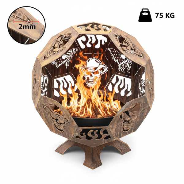 LUNA Feuerstelle Cortenstahl – Feuerschale 100x100x110 cm | 75 kg | Wetterfest