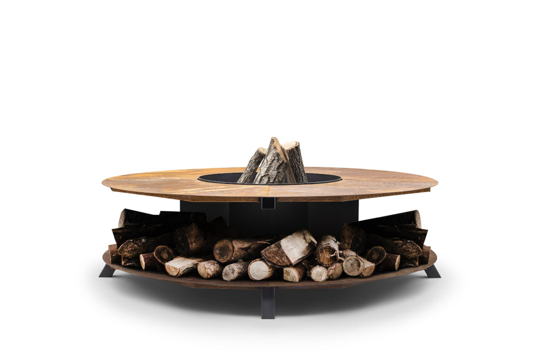 Design Feuerschale Fuji aus Cortenstahl – Rustikaler Feuerkorb 120×120×46 cm (60 kg) für Garten & Terrasse