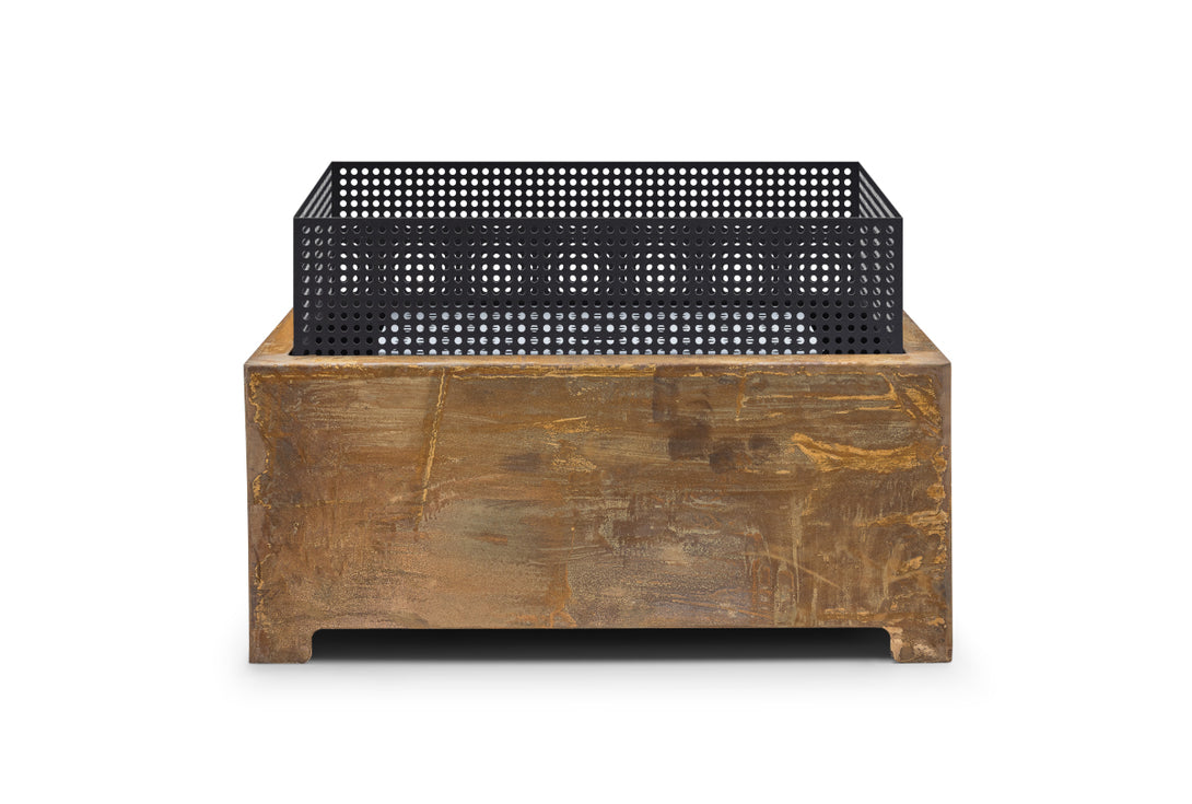 Favilla Fireplace Design-Feuerstelle - Schwarz pulverbeschichteter Cortenstahl (55×37 cm) für stilvolle Outdoor-Bereiche