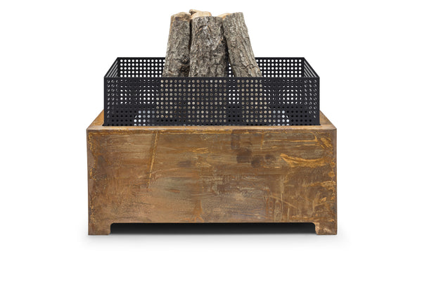 Favilla Fireplace Feuerschale aus Cortenstahl - Schwarz pulverbeschichtet 55×55×37 cm, moderne Feuerstelle mit Design-Anspruch