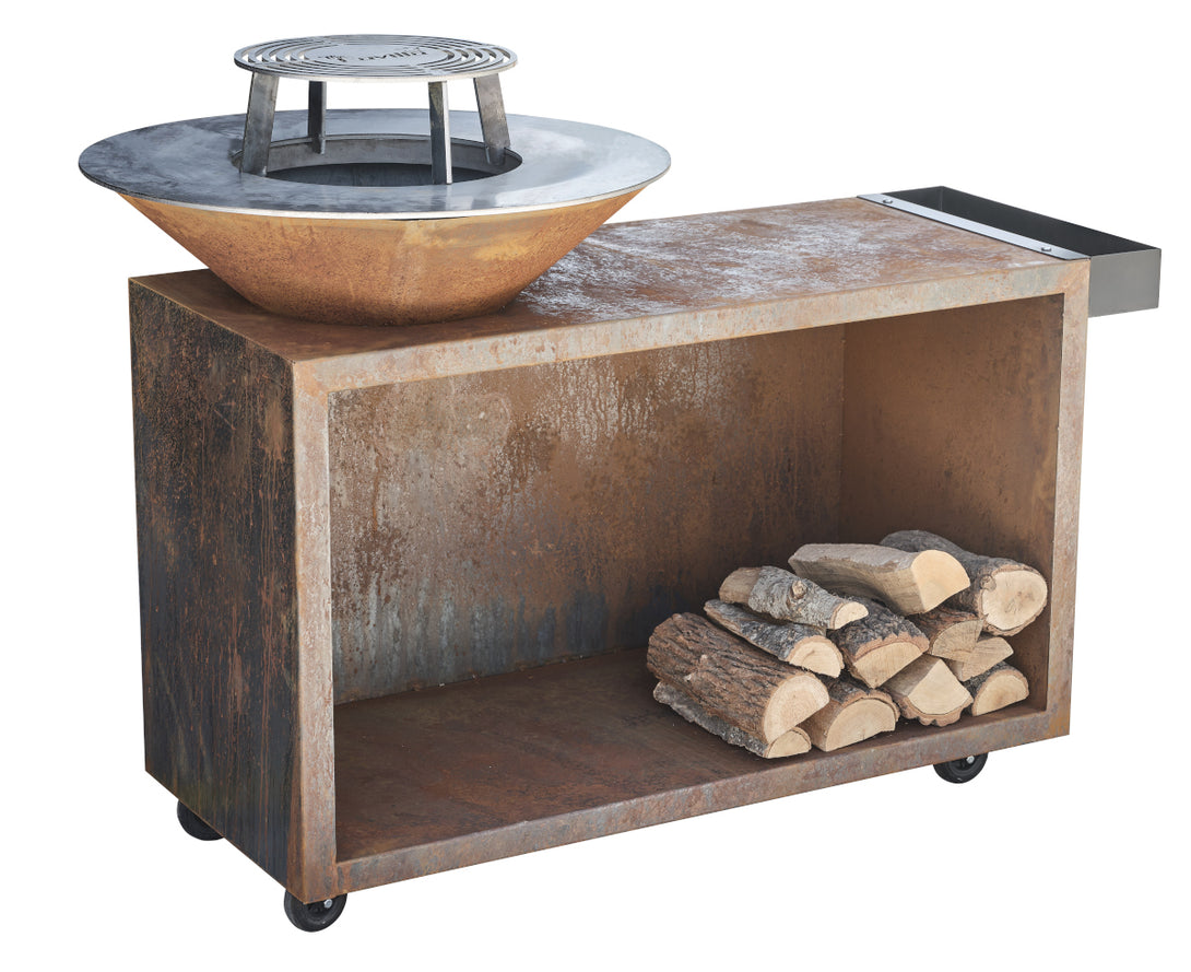 Favilla Flame Corten Feuerschale mit Grillring - Inklusive Plancha für vielseitige Outdoor-Küche