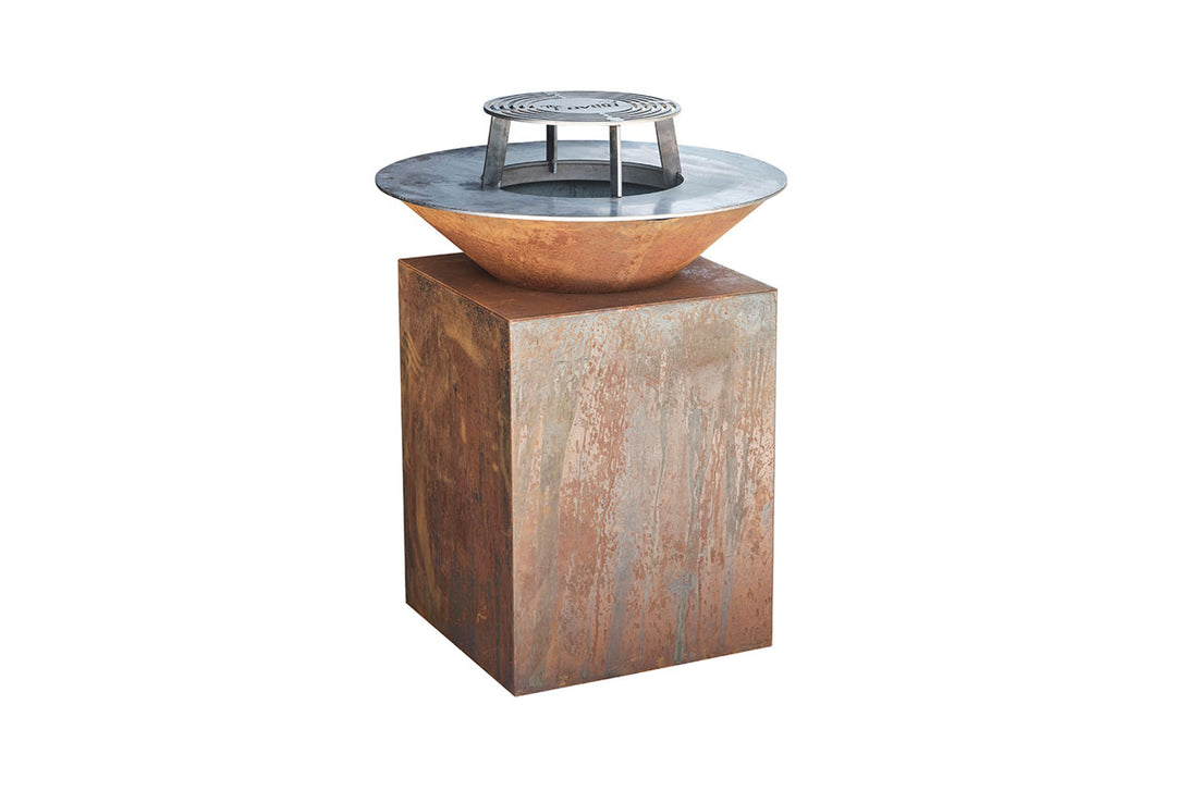 Favilla Fuego Corten Feuerschale mit Grillring & Plancha - Premium Outdoor-Feuerstelle mit Grillfunktion