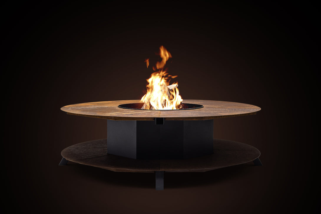 Fuji Corten-Feuerstelle (ohne Grill) – 120 cm großer, robuster Feuerkorb für Terrasse & Garten