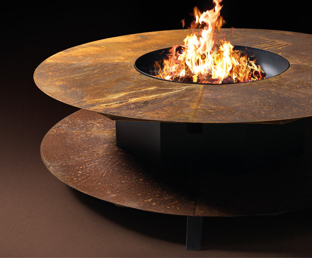 Outdoor Feuerschale Fuji – Cortenstahl-Feuerstelle 120×120 cm für gemütliche Lagerfeuer