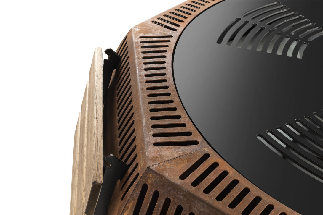 Wetterfeste WOX Corten-Feuerschale mit Grillrost – Langlebiges Design für ganzjährigen Outdoor-Einsatz